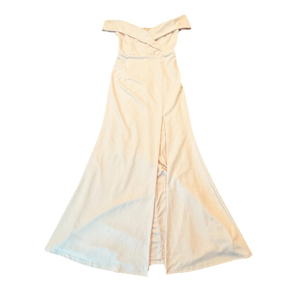 NWT Lulus Song of Love Blush Pink Maxi Dress Sz:M Off the Shoulder Side Slit - Picture 9 of 13